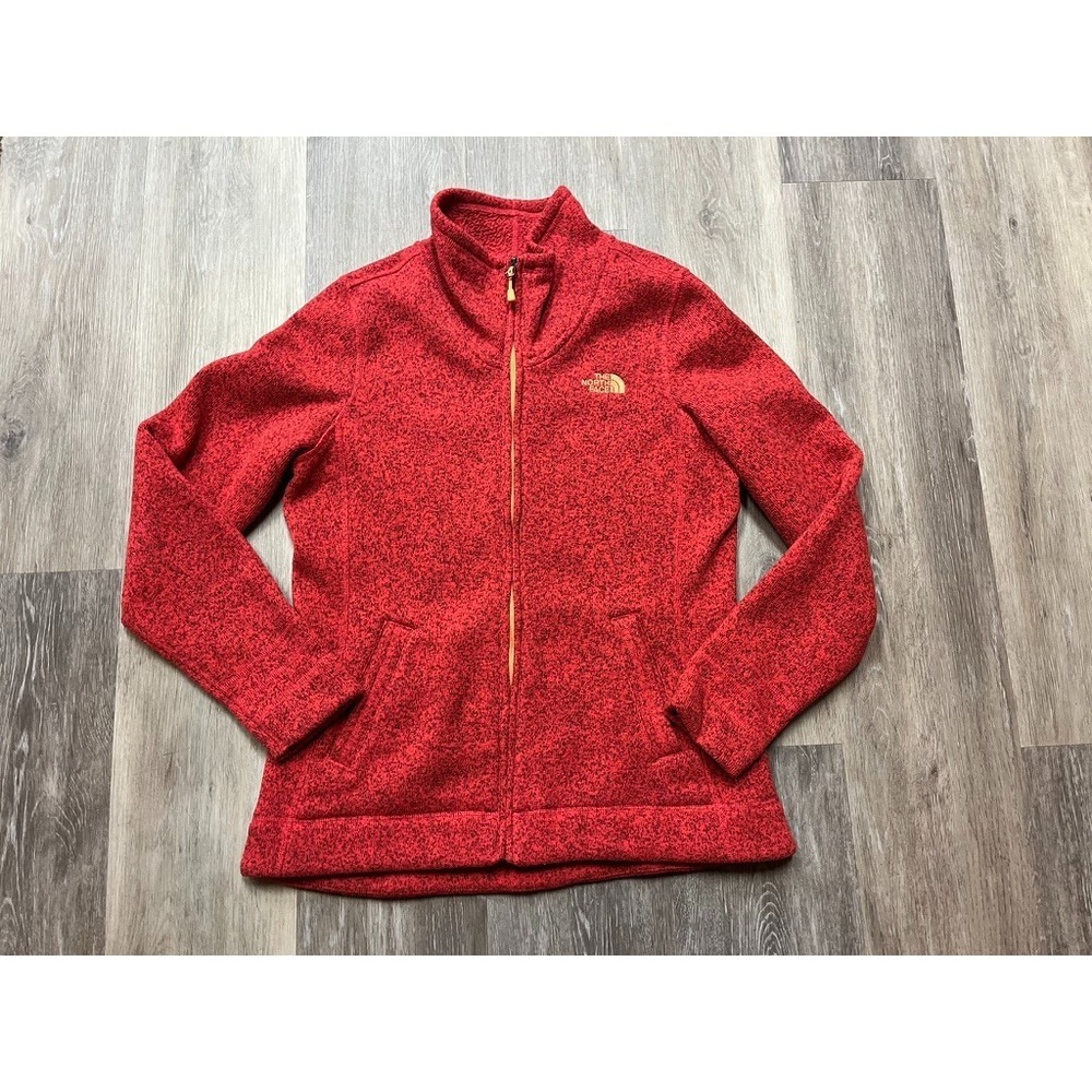 North Face Red Heather Women's Full Zip Fleece Performance Jacket Size Large